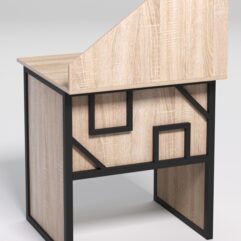 Стол рабочий офисный С-01 с экраном СТРОНГ в стиле ЛОФТ декор №4, Дуб Сонома