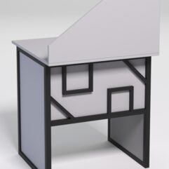 Стол рабочий офисный С-01 с экраном СТРОНГ в стиле ЛОФТ декор №4, Серый