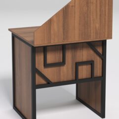 Стол рабочий офисный С-01 с экраном СТРОНГ в стиле ЛОФТ декор №4, Орех