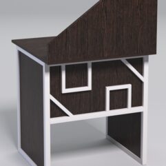 Стол рабочий офисный С-01 с экраном СТРОНГ в стиле ЛОФТ декор №4, Дуб Венге + металлический каркас Белый