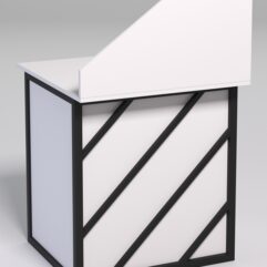 Стол рабочий офисный С-01А с экраном СТРОНГ в стиле ЛОФТ декор №2, Белый