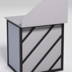 Стол рабочий офисный С-01А с экраном СТРОНГ в стиле ЛОФТ декор №2, Серый