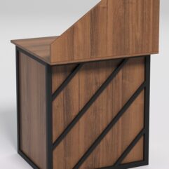 Стол рабочий офисный С-01А с экраном СТРОНГ в стиле ЛОФТ декор №2, Орех