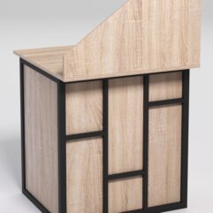 Стол рабочий офисный С-01А с экраном СТРОНГ в стиле ЛОФТ декор №3, Дуб Сонома