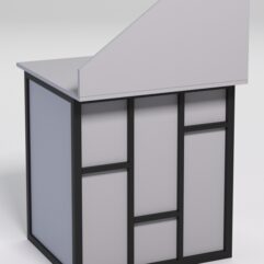 Стол рабочий офисный С-01А с экраном СТРОНГ в стиле ЛОФТ декор №3, Серый