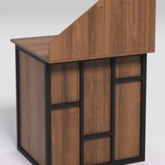 Стол рабочий офисный С-01А с экраном СТРОНГ в стиле ЛОФТ декор №3, Орех