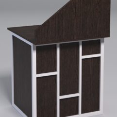 Стол рабочий офисный С-01А с экраном СТРОНГ в стиле ЛОФТ декор №3, Дуб Венге + металлический каркас Белый