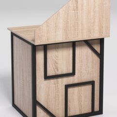 Стол рабочий офисный С-01А с экраном СТРОНГ в стиле ЛОФТ декор №4, Дуб Сонома