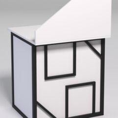 Стол рабочий офисный С-01А с экраном СТРОНГ в стиле ЛОФТ декор №4, Белый