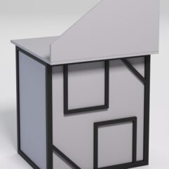 Стол рабочий офисный С-01А с экраном СТРОНГ в стиле ЛОФТ декор №4, Серый