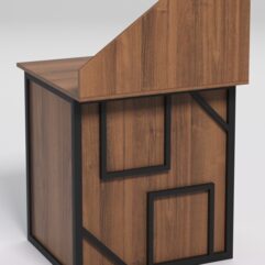 Стол рабочий офисный С-01А с экраном СТРОНГ в стиле ЛОФТ декор №4, Орех