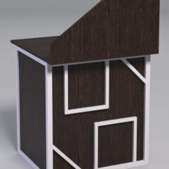 Стол рабочий офисный С-01А с экраном СТРОНГ в стиле ЛОФТ декор №4, Дуб Венге + металлический каркас Белый