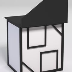 Стол рабочий офисный С-01А с экраном СТРОНГ в стиле ЛОФТ декор №4, Черный и Белый