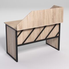 Стол рабочий офисный С-02 с экраном СТРОНГ в стиле ЛОФТ декор №2, Дуб Сонома