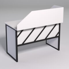 Стол рабочий офисный С-02 с экраном СТРОНГ в стиле ЛОФТ декор №2, Белый