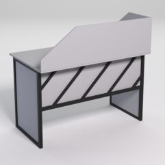 Стол рабочий офисный С-02 с экраном СТРОНГ в стиле ЛОФТ декор №2, Серый