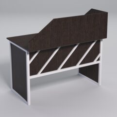 Стол рабочий офисный С-02 с экраном СТРОНГ в стиле ЛОФТ декор №2, Дуб Венге + металлический каркас Белый