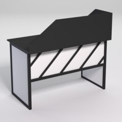 Стол рабочий офисный С-02 с экраном СТРОНГ в стиле ЛОФТ декор №2, Черный и Белый