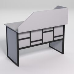 Стол рабочий офисный С-02 с экраном СТРОНГ в стиле ЛОФТ декор №3, Серый