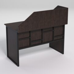 Стол рабочий офисный С-02 с экраном СТРОНГ в стиле ЛОФТ декор №3, Дуб Венге