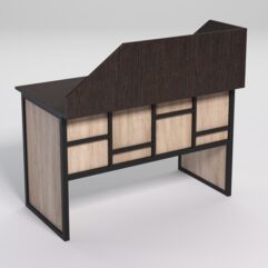 Стол рабочий офисный С-02 с экраном СТРОНГ в стиле ЛОФТ декор №3, Дуб Венге и Дуб Сонома