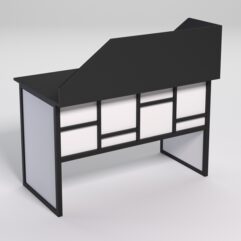 Стол рабочий офисный С-02 с экраном СТРОНГ в стиле ЛОФТ декор №3, Черный и Белый