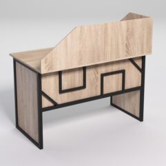 Стол рабочий офисный С-02 с экраном СТРОНГ в стиле ЛОФТ декор №4, Дуб Сонома