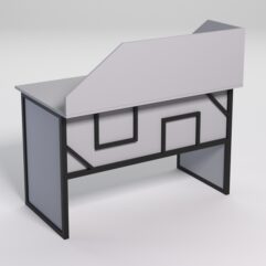 Стол рабочий офисный С-02 с экраном СТРОНГ в стиле ЛОФТ декор №4, Серый