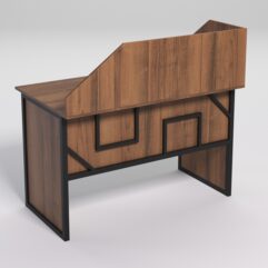 Стол рабочий офисный С-02 с экраном СТРОНГ в стиле ЛОФТ декор №4, Орех