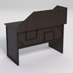 Стол рабочий офисный С-02 с экраном СТРОНГ в стиле ЛОФТ декор №4, Дуб Венге