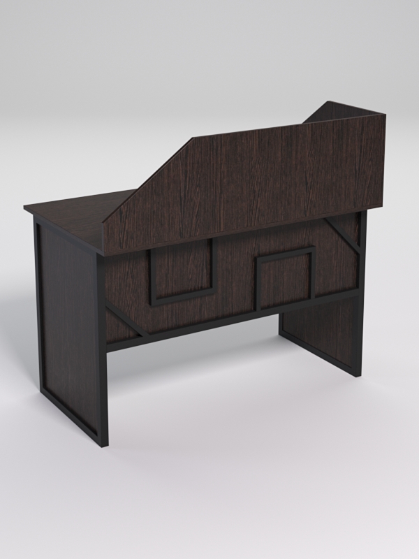 Стол рабочий офисный С-02 с экраном СТРОНГ в стиле ЛОФТ декор №4, Дуб Венге