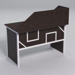 Стол рабочий офисный С-02 с экраном СТРОНГ в стиле ЛОФТ декор №4, Дуб Венге + металлический каркас Белый