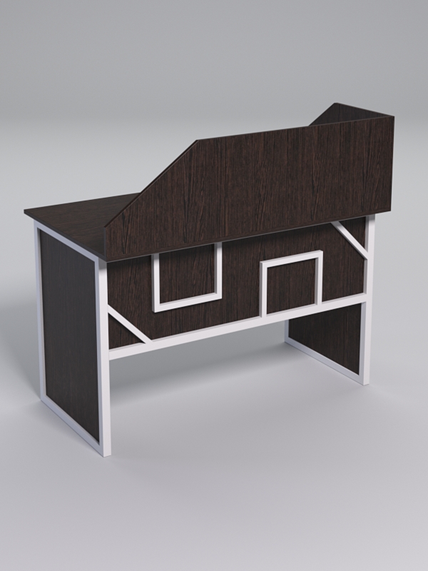 Стол рабочий офисный С-02 с экраном СТРОНГ в стиле ЛОФТ декор №4, Дуб Венге + металлический каркас Белый