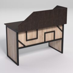 Стол рабочий офисный С-02 с экраном СТРОНГ в стиле ЛОФТ декор №4, Дуб Венге и Дуб Сонома