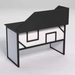 Стол рабочий офисный С-02 с экраном СТРОНГ в стиле ЛОФТ декор №4, Черный и Белый