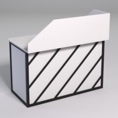 Стол рабочий офисный С-02А с экраном СТРОНГ в стиле ЛОФТ декор №2, Белый