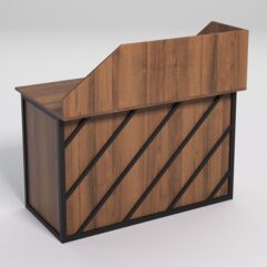 Стол рабочий офисный С-02А с экраном СТРОНГ в стиле ЛОФТ декор №2, Орех