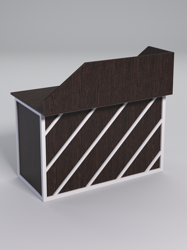 Стол рабочий офисный С-02А с экраном СТРОНГ в стиле ЛОФТ декор №2, Дуб Венге + металлический каркас Белый