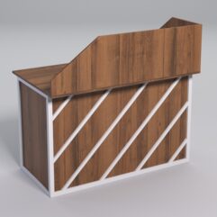 Стол рабочий офисный С-02А с экраном СТРОНГ в стиле ЛОФТ декор №2, Орех + металлический каркас Белый