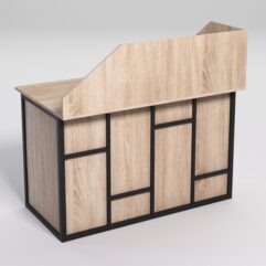 Стол рабочий офисный С-02А с экраном СТРОНГ в стиле ЛОФТ декор №3, Дуб Сонома