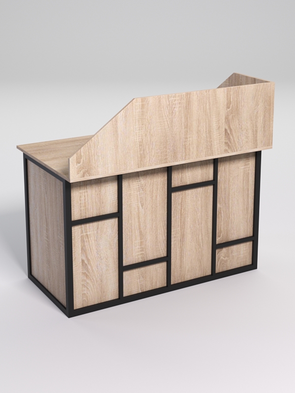 Стол рабочий офисный С-02А с экраном СТРОНГ в стиле ЛОФТ декор №3, Дуб Сонома