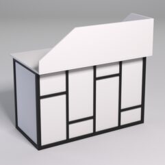 Стол рабочий офисный С-02А с экраном СТРОНГ в стиле ЛОФТ декор №3, Белый