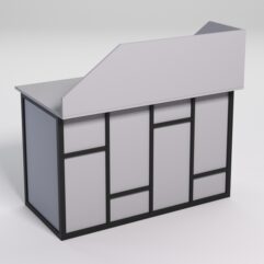 Стол рабочий офисный С-02А с экраном СТРОНГ в стиле ЛОФТ декор №3, Серый