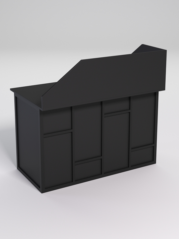 Стол рабочий офисный С-02А с экраном СТРОНГ в стиле ЛОФТ декор №3, Черный