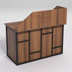 Стол рабочий офисный С-02А с экраном СТРОНГ в стиле ЛОФТ декор №3, Орех