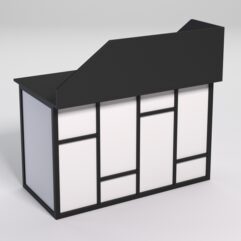 Стол рабочий офисный С-02А с экраном СТРОНГ в стиле ЛОФТ декор №3, Черный и Белый