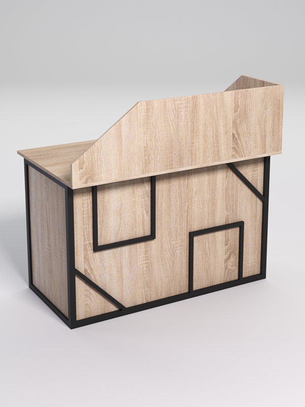 Стол рабочий офисный С-02А с экраном СТРОНГ в стиле ЛОФТ декор №4, Дуб Сонома