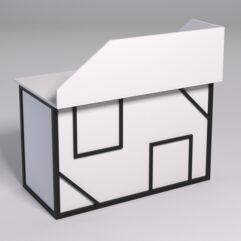 Стол рабочий офисный С-02А с экраном СТРОНГ в стиле ЛОФТ декор №4, Белый