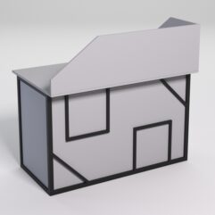 Стол рабочий офисный С-02А с экраном СТРОНГ в стиле ЛОФТ декор №4, Серый