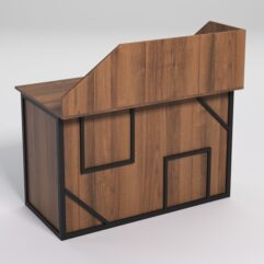 Стол рабочий офисный С-02А с экраном СТРОНГ в стиле ЛОФТ декор №4, Орех